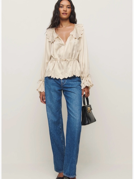 Reformation Tops - Reformation x Kacey Musgraves Lillie Eyelet Embroidered Silk Top